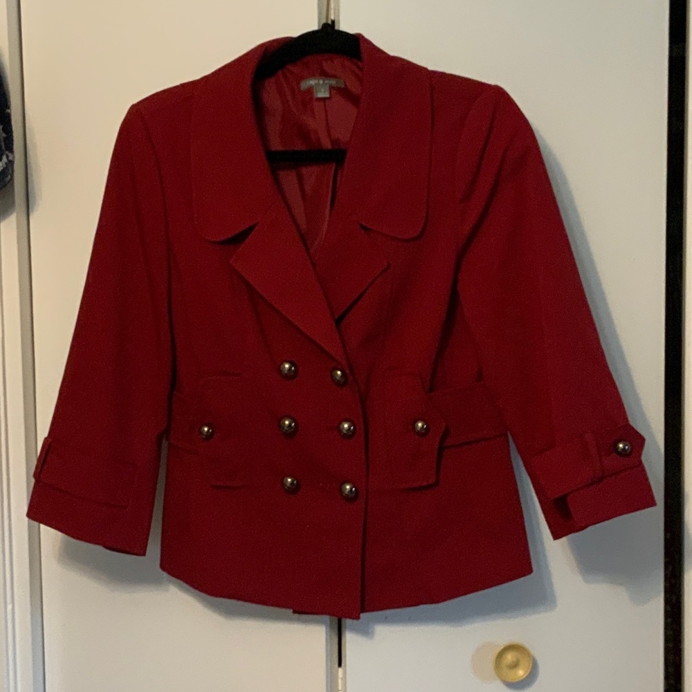 Apt. 9 Women's Red Double-Breasted Blazer
